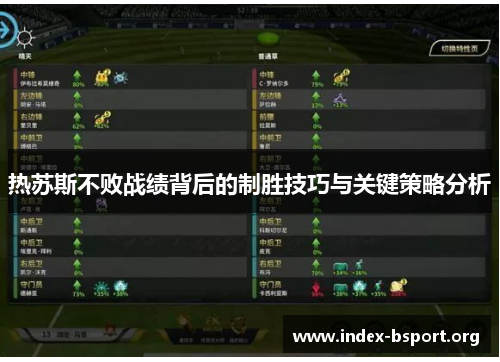热苏斯不败战绩背后的制胜技巧与关键策略分析